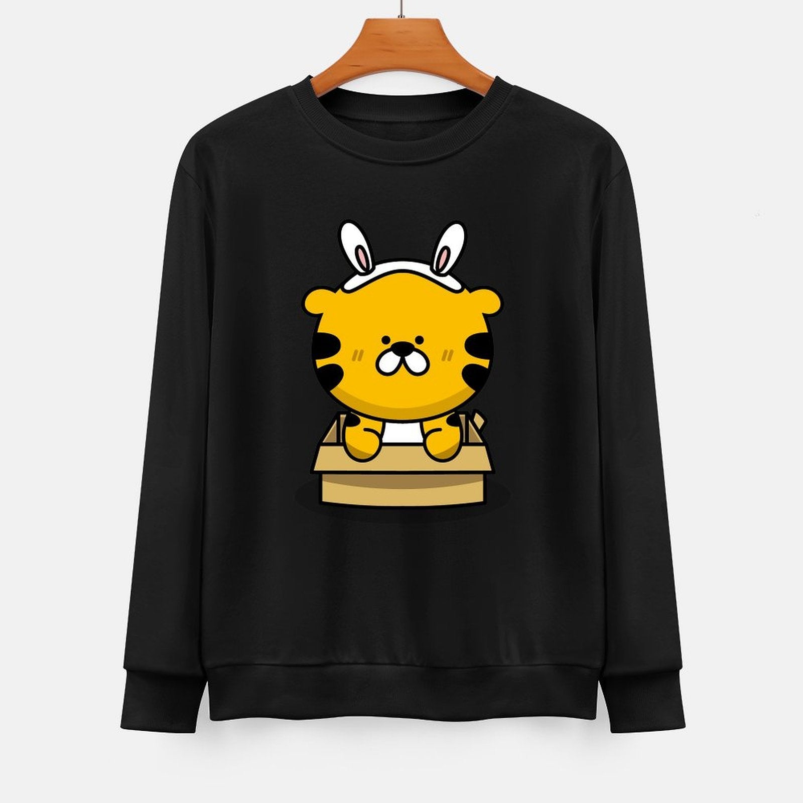 Front Patterned Long Sleeve TopStudio Crew Neck